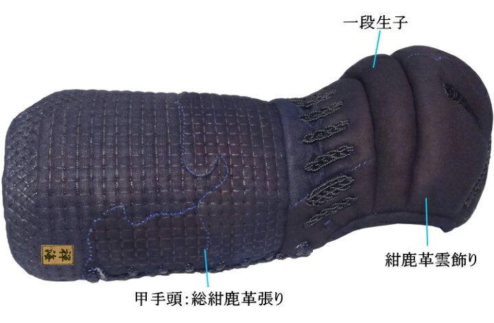 楽天市場】『禅海』本手刺防具/総紺革仕立て2.0分刺 [甲手] 刺繍無料 