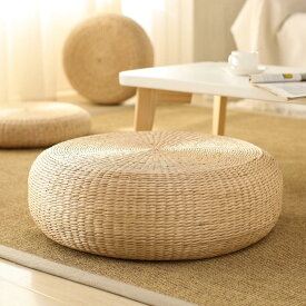手編みシートクッション スクエア ストロー編み 畳 蒲草座布団 麦わら 自然素材 厚さ20cm 直径40cm