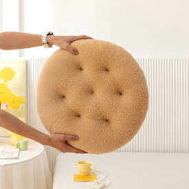 座布団 ラムウール クッション 直径40cm 50cm チェアパッド 円形 丸型 おしゃれ 北欧 高反発 柔らかい 肌に優しい 洗える シートクッション 椅子 オフィス 屋内 ふわふわ もちもち 暖かい キャメル 40cm