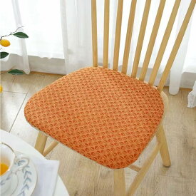 馬蹄形 椅子クッション ひも付き 42*40*35cm 厚み4cm 洗えるカバー 滑り止め加工 ダイニングチェア 事務用椅子 座布団 オレンジ