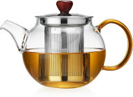 耐熱ガラスティーポット 細かいメッシュ ステンレス茶漉し付き 500ml クリア 急須 丸型 glass teapot 直…