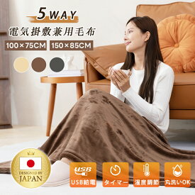 【期間限定★最安クーポンで2,980円 】電気毛布 5WAY 9枚炭素繊維ヒーター ひざ掛け USB給電式 100×75/150×85cm 電気敷毛布 3段階温度調節 タイマー機能付 電磁波カット電気ブランケット 洗える 膝掛け 電気 掛け敷き キャンプ 省エネ い冷え予防 バッテリーは選択可能