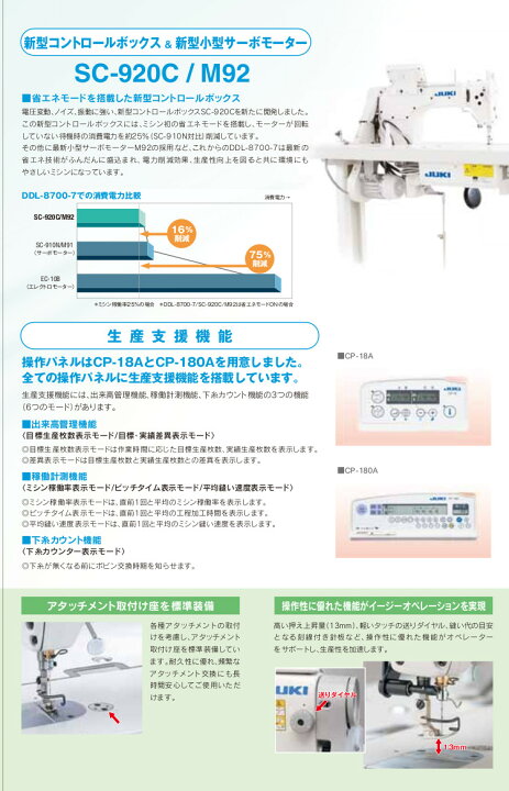 楽天市場】JUKI DDL-8700 / CP-180A 1本針本縫い工業用ミシン 