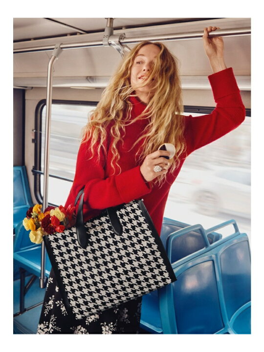 楽天市場】マンハッタン ハウンド トゥース ラージ トート kate spade  