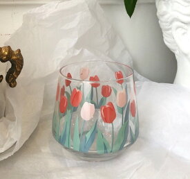 チューリップ　コップ　ガラス　雑貨　食器　グラス　花柄　おしゃれ　北欧　安い　セット　イラスト　可愛い　お揃い　かわいい　マグカップ　ティーカップ　カフェ　韓国　インスタ映え