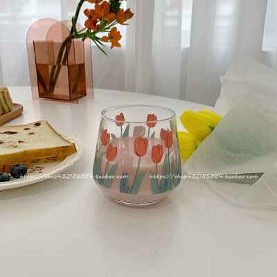 チューリップ コップ ガラス 雑貨 食器 グラス 花柄 おしゃれ 北欧 安い セット イラスト 可愛い お揃い かわいい マグカップ ティーカップ カフェ Room 欲しい に出会える