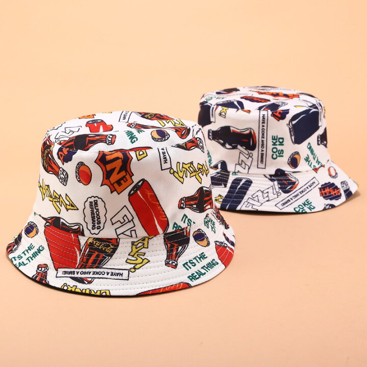 楽天市場 2way バケットハット 2色 リバーシブル ハット 帽子 ダンス 衣装 ヒップホップ Hiphop レディース メンズ ガールズ ストリート スケーター おしゃれ 可愛い かっこいい 総柄 韓国 食べ物 ロゴ デザイン プリント カラフル アメリカン 黒 白 Kathina