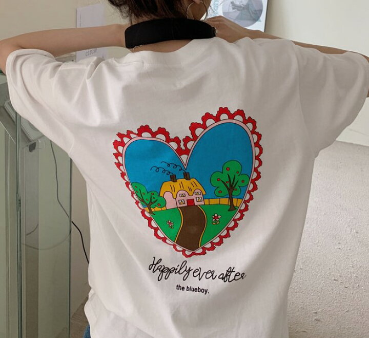 楽天市場】ロゴ バックプリント ハート 白 ホワイト Tシャツ トップス 