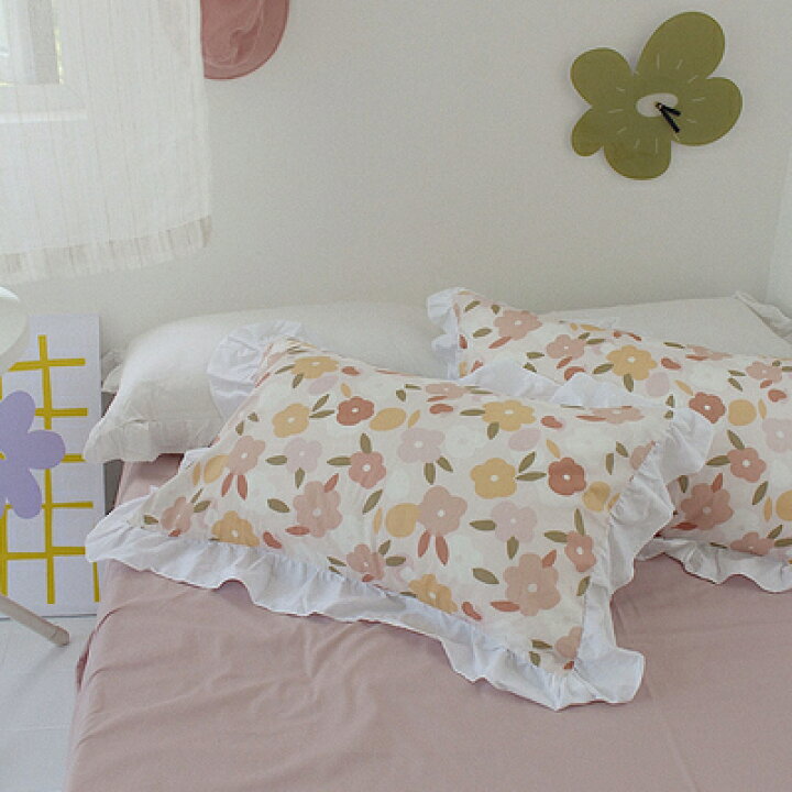 楽天市場 花柄 枕カバー 74cm 48cm レース 白 ホワイト ピンク オレンジ パープル イエロー チューリップ 小花柄 デイジー 刺繍 おしゃれ かわいい 韓国 雑貨 ゆめかわいい パステル シンプル コットン 綿 フリル フレア 姫系 レディース キッズ Kathina