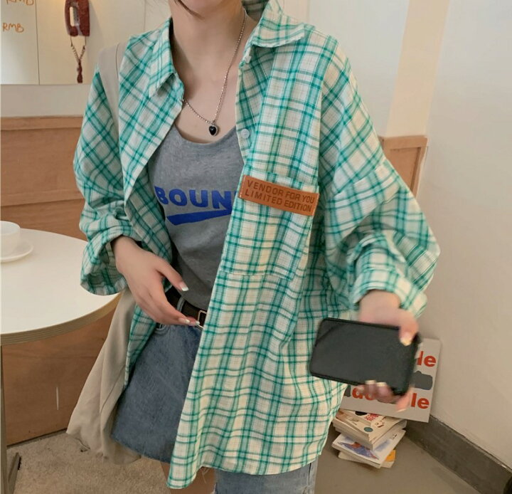 楽天市場 緑1点即納可 チェック ロゴ シャツ 2色 ブラウス トップス カットソー 長袖 前開き ワッペン ゆったり 大きいサイズ ダンス 衣装 ヒップホップ Hiphop レディース メンズ ガールズ 大人 韓国 レトロ 奇抜 派手 総柄 柄シャツ 韓国 おしゃれ Kathina