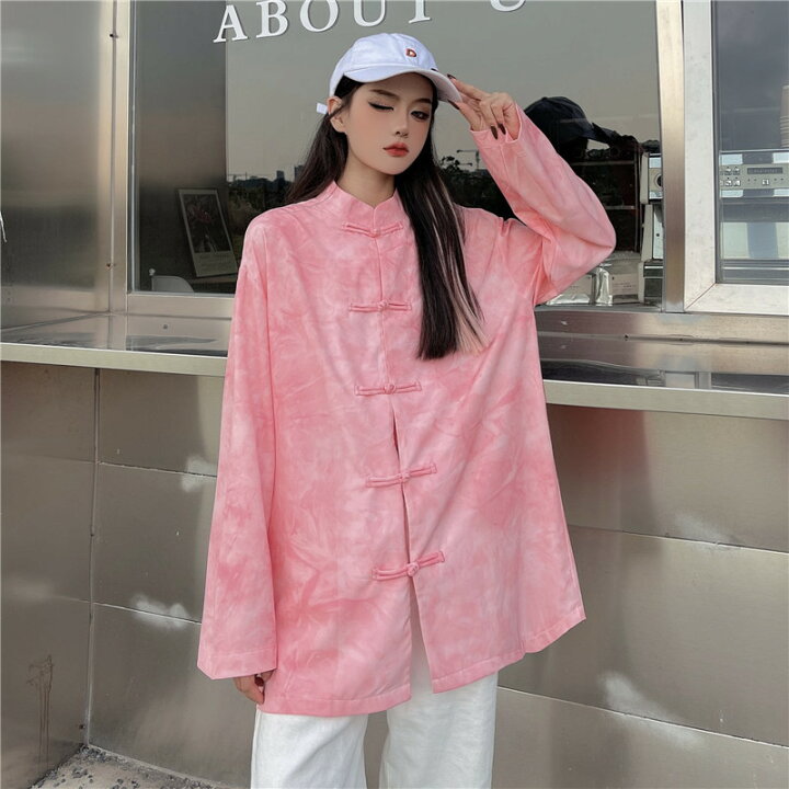 楽天市場】チャイナ ブラウス 2色 シャツ チャイナ服 ボタン 長袖 