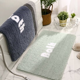 「即納」40cm×60cm　バスマット　足ふきマット　おしゃれ　韓国　雑貨　インテリア　マット　速乾　お風呂　グレー　緑　グリーン　ブルー　ネイビー　紺　北欧　絨毯　かわいい　洗える　室内　タオル地　柔らかい　滑り止め　吸水　シンプル　ロゴ　デザイン　大きい