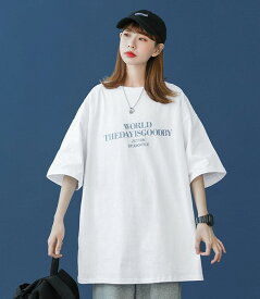 9色展開　ロゴ　Tシャツ　半袖　トップス　カットソー　大きいサイズ　ビッグ　シンプル　コットン　綿　ダンス　衣装　ヒップホップ　HIPHOP　レディース　メンズ　ガールズ　ストリート　個性的　奇抜　韓国　おしゃれ　カラフル　部屋着　練習着　ゆったり　かっこいい