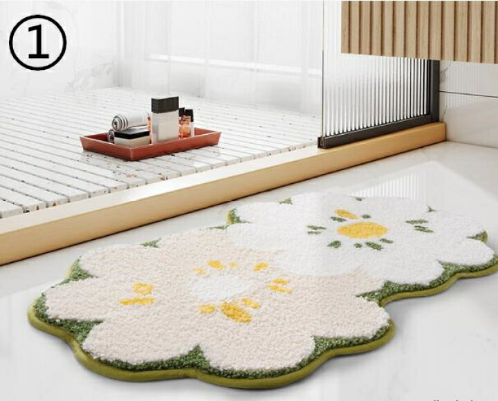 楽天市場】35cm×60cm 花型 もこもこ バスマット 足ふきマット おしゃれ  