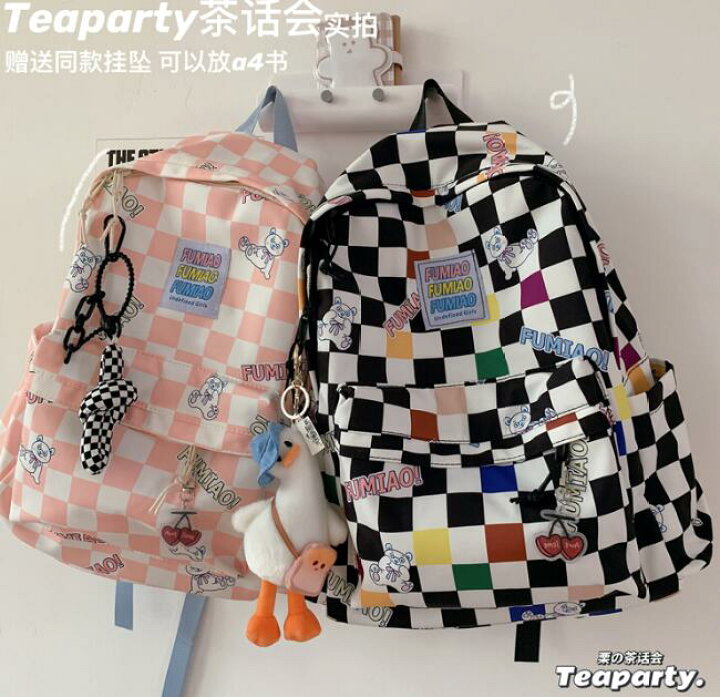 楽天市場】チェック柄 リュック 3色 バックパック ロゴ バッグ 学生 