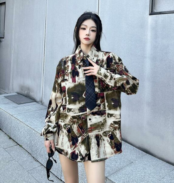 楽天市場】「ネクタイなし」 柄シャツ 総柄 長袖 ビッグシルエット 