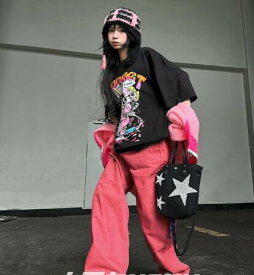 ♪S~3XL展開♪プリント　バックプリント　Tシャツ　半袖　トップス　カットソー　　ロゴ　大きいサイズ　ビッグ　ダンス　衣装　ヒップホップ　HIPHOP　レディース　メンズ　ガールズ　ストリート　個性的　奇抜　カラフル　可愛い