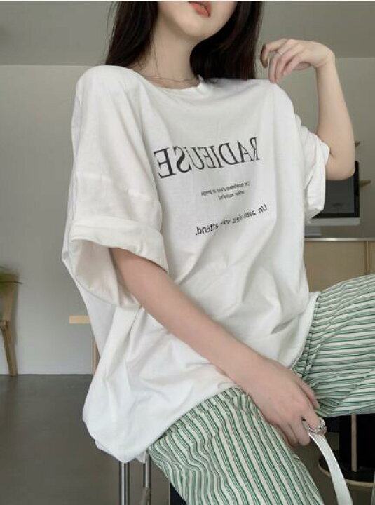 楽天市場】Tシャツ トップス カットソー 半袖 ロゴ シンプル ゆったり 