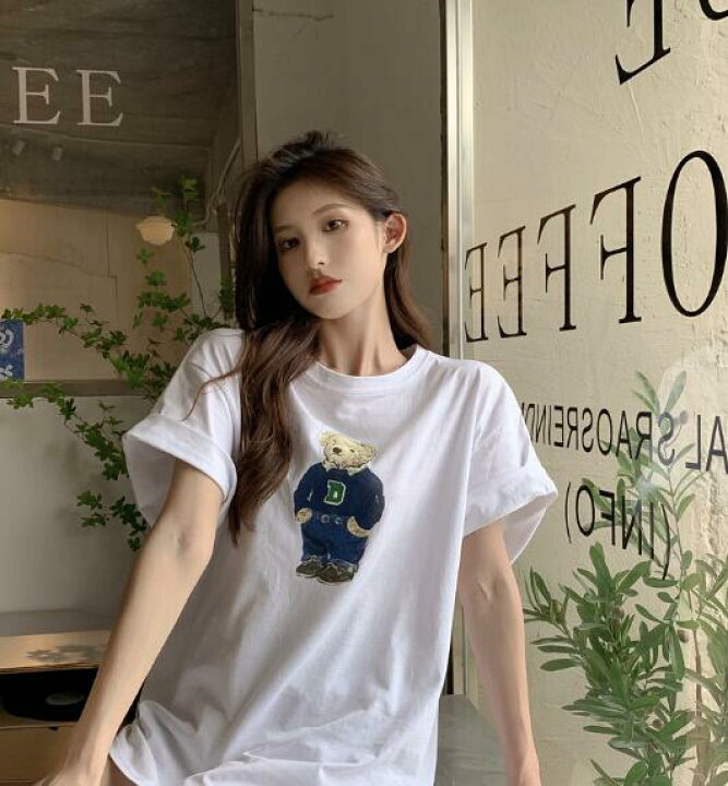 楽天市場】くま クマ ベア トップス カットソー Tシャツ 半袖 ゆったり 