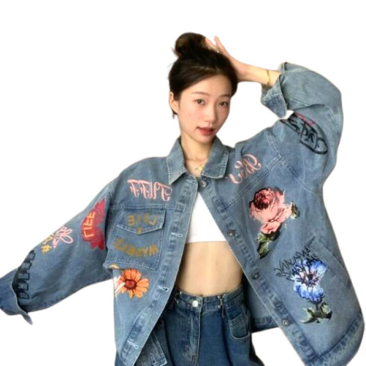 楽天市場】ちょうちょ 花柄 ジージャン デニム ジャケット 長袖 G 
