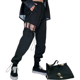 「即納」肌見せ　ジョターパンツ　ズボン　パンツ　ボトムス　ジャージ　黒　ブラック　無地　シンプル　絞り　服　下　ハイウエスト　ゴム　ロング　ストレート　ダンス　衣装　ヒップホップ　HIPHOP　レディース　メンズ　ガールズ　ストリート　個性的　大きいサイズ