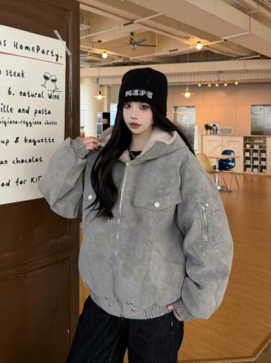 帽子 レディース パーカーコート 楽天市場 アウター レディース コート ボア パーカー アウター もこもこ カジュアル 可愛い 韓国 秋冬新作#