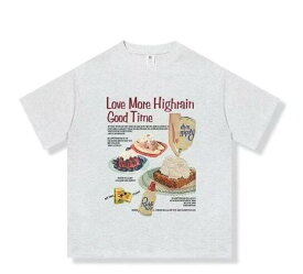 Tシャツ レディース トップス カットソー 半袖 五分袖 ブラック ホワイト レッド ピンク グレー ガールズ ストリート 韓国 おしゃれ 可愛い カジュアル ケーキ デザート