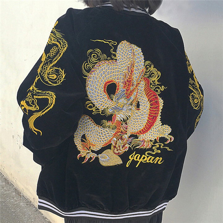 楽天市場】刺繍 ライン アウター 2色 スタジャン スカジャン 