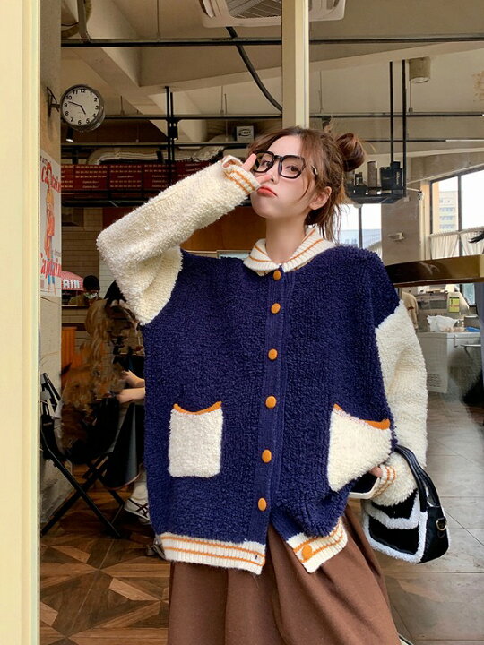 楽天市場】ジャケット 長袖 切り替え バイカラー 配色 ファー付き 体型  