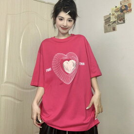 全2色 Tシャツ カットソー 五分 七分 半袖 プリント 切り替え 体型カバー ヴィンテージ風 レトロ調 大きいサイズあり 原宿系ファッション 韓国風 ダンス 衣装 ダンサー ヒップホップ HIPHOP 個性 奇抜 かわいい 青文字系 トップス レディース 女