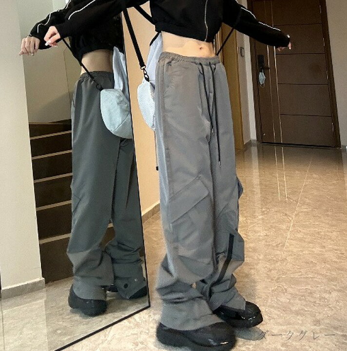 楽天市場】全2色 ワイド カーゴパンツ 2色 サイドジッパー ズボン 