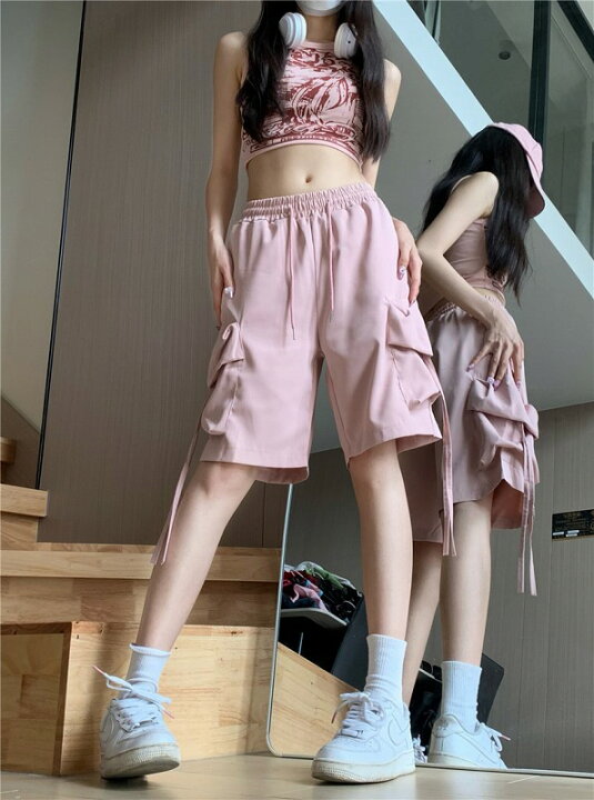 半ズボン 黒 ピンク 