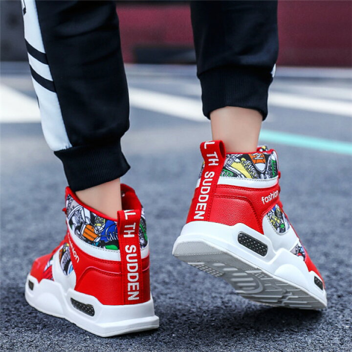 楽天市場 スニーカー ハイカット ハイカットスニーカー シューズ 韓国 韓国ファッション ダンス ダンス衣装 衣装 ヒップホップ Hiphop スケーター ストリート スポーティ 原宿系 運動靴 レディース キッズ ホワイト ブラック レッド 派手 奇抜 個性的 靴 Kathina