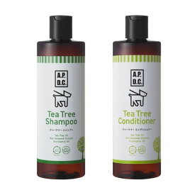 APDC ティーツリー シャンプー＆コンディショナーセット 500ml ×各1本 | 紅藻エキス＆植物性ヒアルロン酸でもっとしっとり、もっとツヤツヤに！