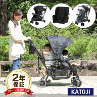 二人乗りベビーカー 3点セット 二人でゴー【生後4ヶ月から】リアシート レインカバー 折りたたみ 【カト…