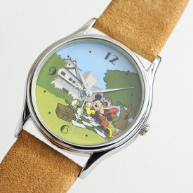 【中古】Mickey Mouse ミッキーマウス＆ミニーマウス 福岡県の小倉ディズニーストア限定モデル 文字盤に小倉城が描かれています 男女兼用腕時計