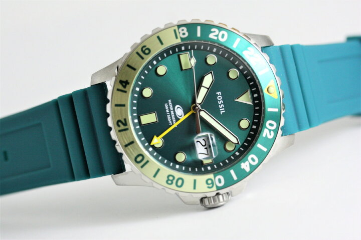 楽天市場】FOSSIL フォッシル エメラルドグリーンGMT クォーツ腕時計 