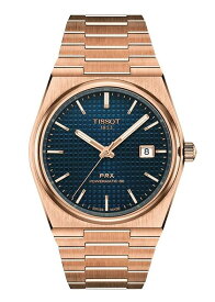 スイス製Tissot ティソPRX Automatic ピーアールエックス オートマティック 自動巻き腕時計 正規代理店商品 男性用腕時計 10気圧防水 メーカー保証付 復刻モデルT-クラシック T137.407.33.041.00 Powermatic 80 ローズゴールド ブルー