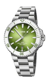 スイス製ORIS オリス AQUIS アクイスデイト ウォーターメロンカラーのグリーン 300m防水自動巻き腕時計 41.50mm ダイバーズウォッチ 正規代理店商品
