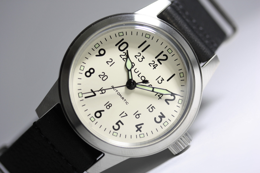 週間売れ筋 美品 プローバ BULOVA ミリタリー 自動巻き メンズ腕時計