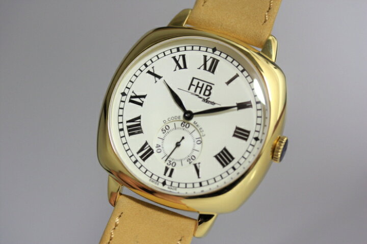 楽天市場 スイス製fhb Classicデザインウォッチ 腕時計 人気のクッション型 ケースのゴールド バージョン 正規代理店商品 送料無料 クリスマス 腕時計 加坪屋 かつぼや