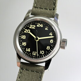 アメリカ陸軍航空隊モデルを復刻！M.R.M.W.ミリタリーウォッチ TYPE A-11/24時間表示のクォーツ腕時計 エルジン モントルロロイ