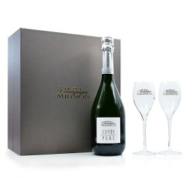 【シャンパン＆グラス2脚セット】ピエール ミニョン キュヴェ ピュール ゼロ ドサージュ｜ギフト・プレゼントやお祝いに最適！ お歳暮