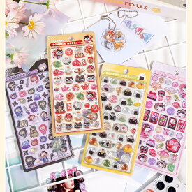 【5枚セット】ぷくぷくシール ボンボンドロップシール 可愛いシール スマホケース飾り 和風 日系 46種類 ごほうびシール ご褒美シール 立体シール 装飾用 DIY用 3Dシール 手帳 ステッカーデコ 手作り キラキラ 貼り付け スマホケース 水筒 ペン 手芸用 アルバム キラキラ