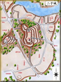 [完成品] 　二子城・飛勢城（北上市二子町宿）日本の城　お城のジオラマ模型　プラモデル　城郭模型