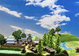 [完成品］守口城　推定復元（大阪府守口市）ケース付き　ミニサイズ　日本の城　お城　ジオラマ　模型　プラモデル　城郭模型