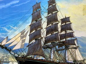 [完成品]　帆船　カティサーク　CUTTY SARK 　イギリス　1/350 　世界の帆船シリーズ　ジオラマ模型　プラモデル　コレクションケース付き　(洋上モデル)