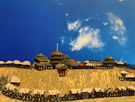 [完成品］敏満寺城（滋賀県多賀町敏満寺）　ケース付き　ミニサイズ　　日本の城　お城　ジオラマ　模型　プラモデル　城郭模型