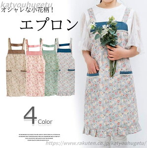 【送料無料】カフェエプロン オシャレ 防水裏地 エプロンワンピース エプロン H型 爽やかな小花柄が大人かわいい花柄