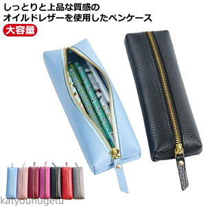 【送料無料】大容量 本革 革 レザー 筆箱 ふでばこ メンズ レディース おしゃれ 可愛い 撥水 コンパクト 小さめ ファスナー